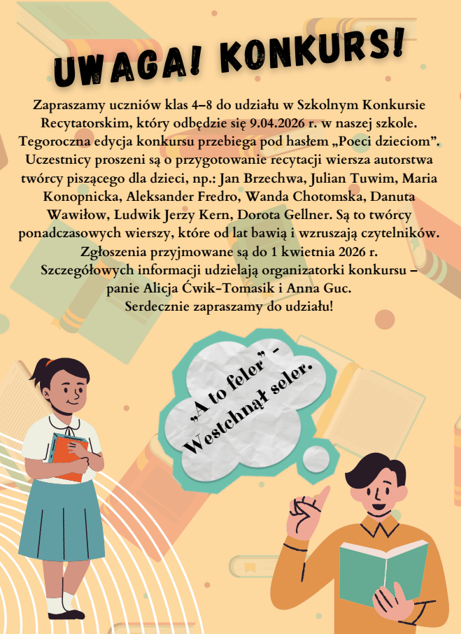 Szkolny Konkurs Recytatorski – zaproszenie