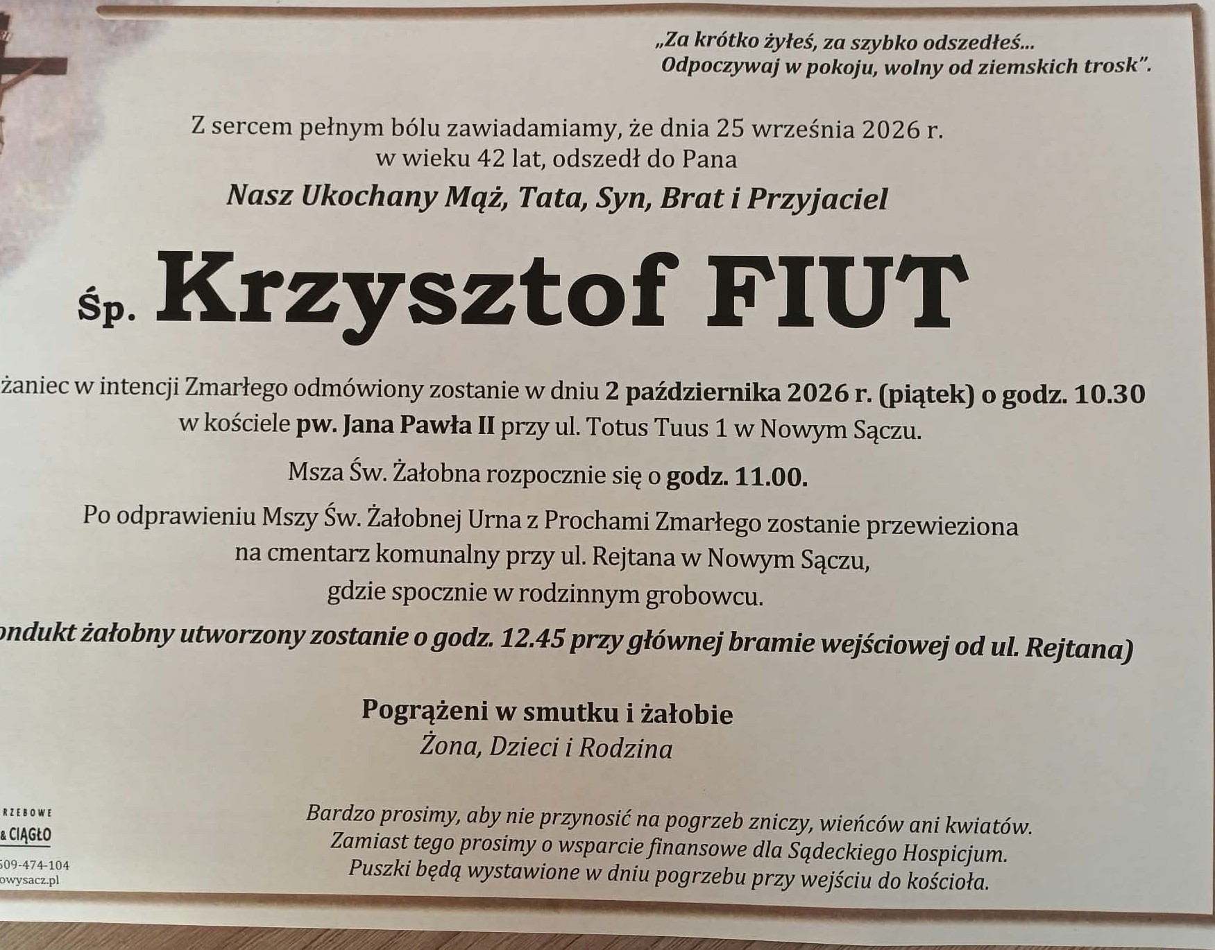 Panu Krzysztofowi – in memoriam