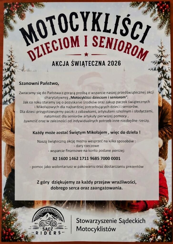 Motocykliści dzieciom i seniorom – Akcja Świąteczna 2026